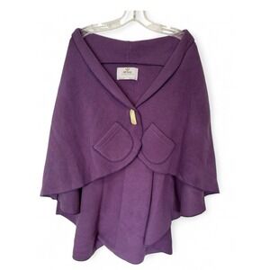 Janska Polartec Fleece Cape Poncho Shawl Toggle Made USA Womens One Size Purple